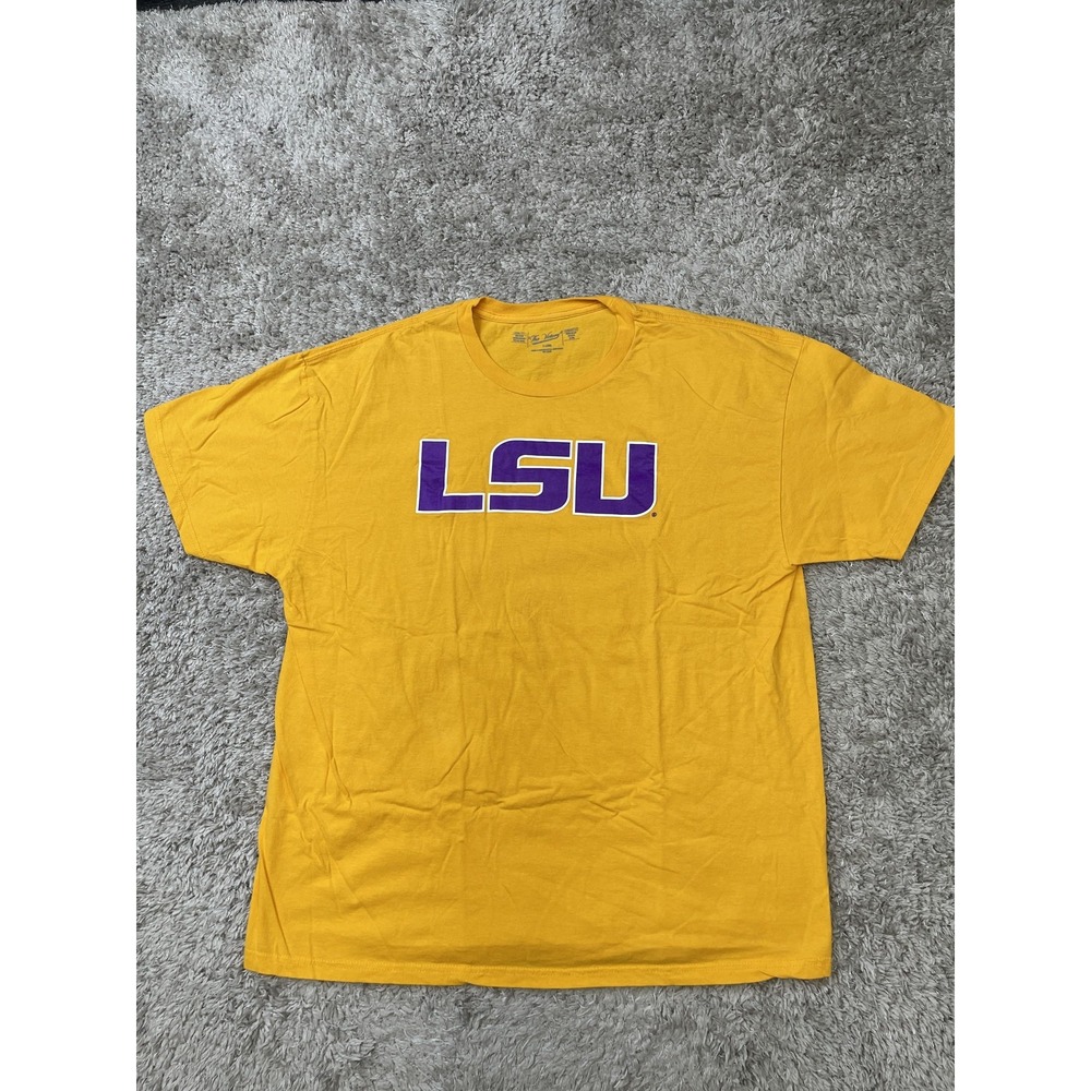 LSU Tigers Shirt Mens Large Gold Purple NCAA College T-Shirt Tee Short Sleeve